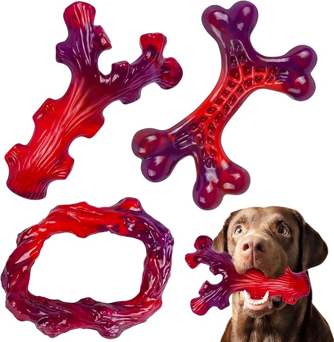 3 Pack Indestructible Dog Chew Bones for Aggressive Chewers - Heavy Duty Long Lasting Chew Toys for Large Dogs, Nylon Teeth Cleaning Toys-Mewly Pet