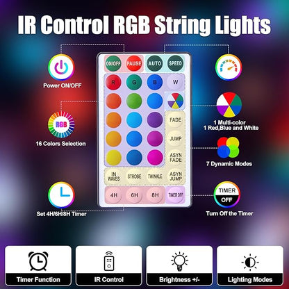Minetom RGB LED String Lights - 21FT 60 LED Battery Operated Globe Lights with Remote, Color Changing Fairy Lights for Bedroom RV Christmas Valentine's Day Party Wedding Camping Indoor Outdoor Decor