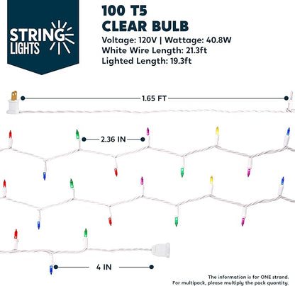 Joiedomi Christmas String Lights Indoor,200(2x100) Mini Multicolor Light with 42.8 FT White Wire,Lighting Decor for Patio Dorm Classroom Bedroom Holiday Wedding Party Garland Birthday Festival