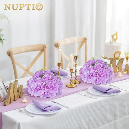 NUPTIO Flower Ball Arrangement Bouquet: 2 Pcs 11.8 inch Diameter Light Purple Rose Fake Flowers Balls for Wedding Centerpiece Decorations Artificial Flower Centerpieces for Tables