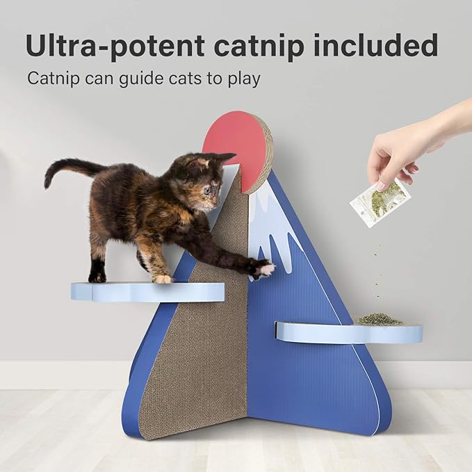 Cat Scratcher Post Board, Mount Fuji Shape Cat Scratching Lounge Bed, Durable Pad Prevents Furniture Damage-Mewly Pet
