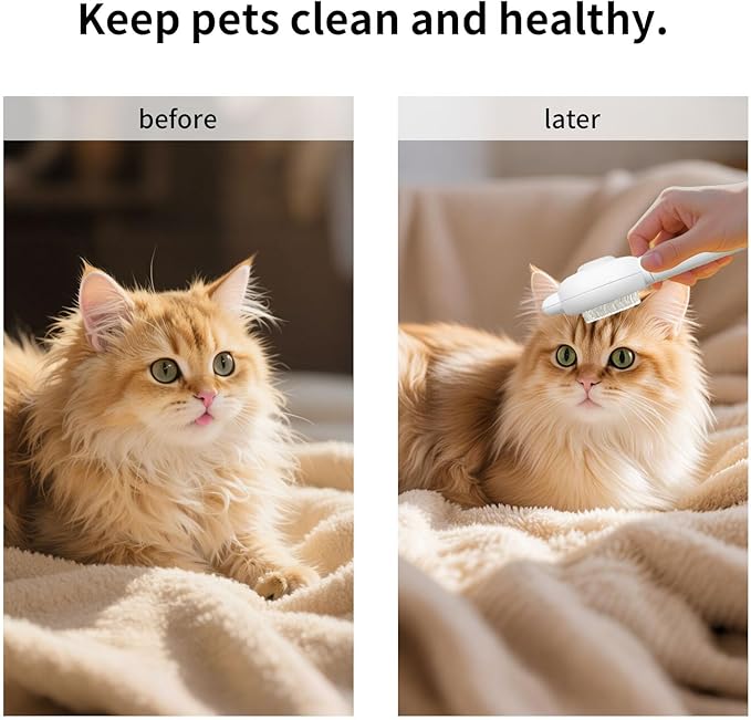 Zoocozy Cat Brush for Shedding, Dog Deshedding Brush, Pet Hair Removal Tool for Puppy Pitten(White)-Mewly Pet