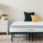 Linenspa 10” Memory Foam and Innerspring Hybrid Mattress + 14” Black Metal Platform Bedframe – Full Mattress + Metal Folding Full Bedframe