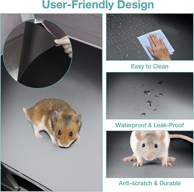 Guinea Pig Cage with Wooden Stand,Indoor Rabbit Hutch with 2 Stories,Hamster Cage with Anti Chew Ramp,Hideout, Platform, Pull Out Tray (Grey)-Mewly Pet