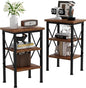 VECELO Modern Nightstands X-Design Side End Table Night Stand with Storage Shelf for Bedroom,Living Room,Set of 2 (Brown A2)