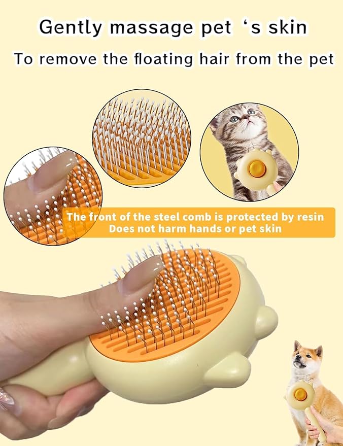 Pet Grooming Brush - Cat & Dog Fur Remover, Massage Brush for Long & Short Hair Pets, Removes Loose Fur & Hair (Green)-Mewly Pet