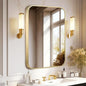 24"x36" Matte Gold Mirror for Wall, Brushed Metal Framed Rounded Corner Rectangular Mirror for Bathroom Vanity,Entryway,Living Room,Bedroom,Vertical or Horizontal