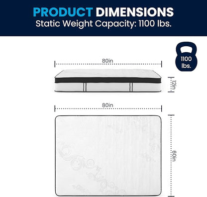 Flash Furniture Capri Comfortable Sleep 12" Hybrid Pocket Spring and Foam Mattress in a Box, Foam Pocket Spring Hybrid Mattress for Pressure Relief, Queen