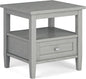 SIMPLIHOME Warm Shaker SOLID WOOD 20 Inch Wide Rectangle Transitional End Side Table in Fog Grey, For the Living Room and Bedroom