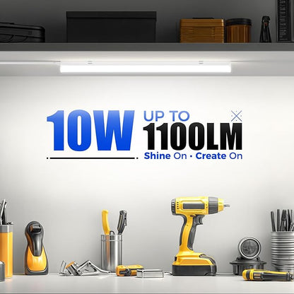 Barrina T5 LED Ceiling Light Fixtures, 2FT, 5000K (Daylight White), 1100LM, 10W, Corded Electric with Built-in ON/Off Switch, Linkable LED Shop Lights for Garage, Workshop, ETL Listed, 6 Packs