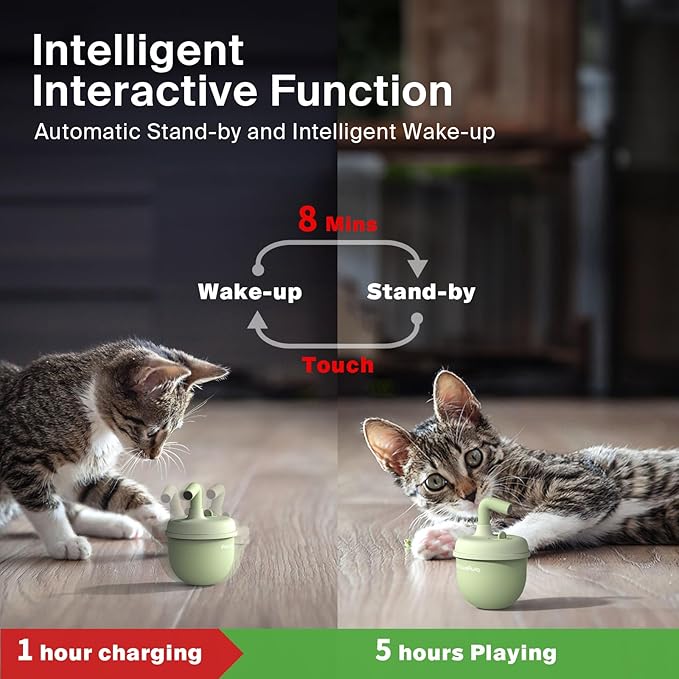 Cat Laser Toys, Automatic Cat Laser Toy Tumbler Design, Rechargeable Cat Laser Pointer 360°Irregular Rotation, 3 Modes Interactive Cat Toy for Indoor Cats of All Ages and Sizes (Green)-Mewly Pet