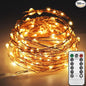Twinkle Star 33ft 100LED Copper Wire String Lights Fairy String Lights 8 Modes USB Powered with Remote Control for Wedding Party Home Christmas Decoration, Warm White