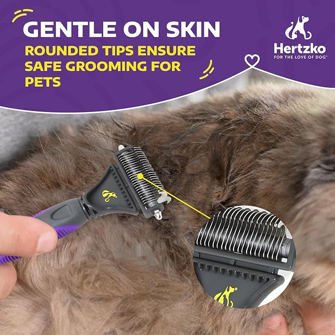 Hertzko Cat Dematting Tool Double Sided Dog and Cat Dematting Comb - for All Pets - Effortlessly Removes Tangles, Mats, and Loose Fur - Safe, Easy Grooming for Cats and Dogs-Mewly Pet