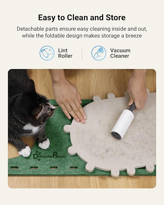DownyPaws Cat House for Indoor Cats, Cat Bed Cave for Multiple & Large Cats Up to 22 Lbs, Scratch Resistant Peekaboo Cat Caves, Foldable Tunnel Enclosed Bed, PeekaPurr, Forest-Mewly Pet