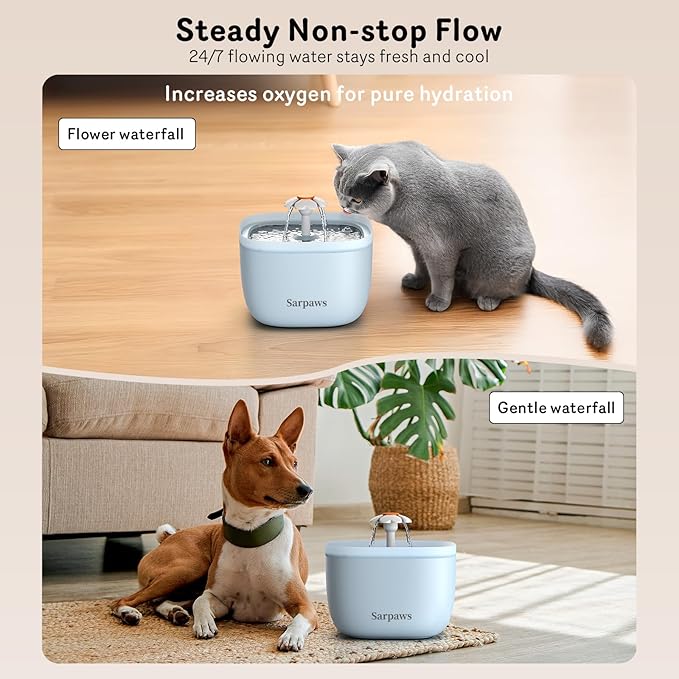 Automatic Cat Feeder and Water Dispenser FW1, Wire or Battery Cat Food Dispenser Timer Pet Feeder - Locking Lid, Desiccant Bag, Programmable Portion Control, 4 Daily Meals, 10s Voice Recorder-Blue-Mewly Pet