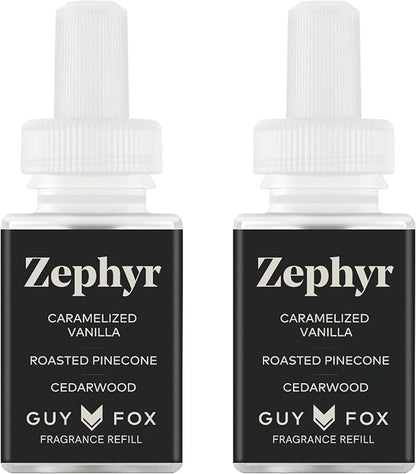 Pura & Guy Fox Home Scent Refill - Smart Air Diffuser - Up to 120-Hours of Luxury Fragrance per Refill - Essential - Clean & Safe Diffuser Fragrance - 2 Pack, Zephyr