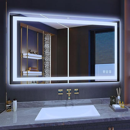 LED Bathroom Mirror 40"x 24",Front Lit and Backlit Bathroom Mirror with Lights,Stepless Dimmable,Anti-Fog, Shatter-Proof, Memory, 3 Colors Lighted Vanity Mirror (Horizontal/Vertical)