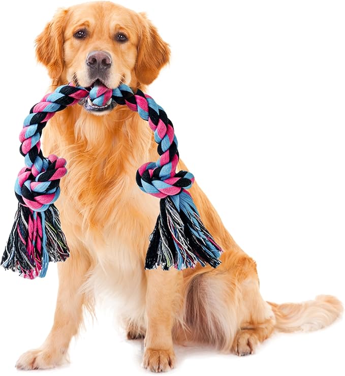 Dog Rope Toy for Large Dogs, Heavy Duty Chew Toys for Aggressive Chewers, Indestructible Durable Cotton Tug of War Rope Toys for Medium to Large Breed Teeth Cleaning-Mewly Pet