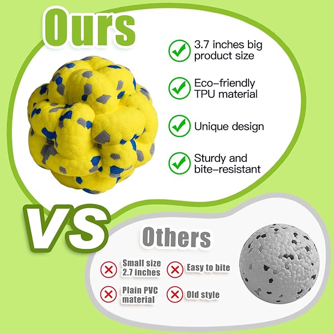 Upgrade Dog Balls Interactive Toys for Aggressive Chewers, Indestructible Tennis Durable Bouncy for Fetch Game, Lightweight Floating, Yellow-Mewly Pet