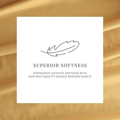 Linen Market Brushed Microfiber Full Sheet Set 4 Piece – Oeko-TEX Certified Ultra Soft & Wrinkle-Free - 16" Deep Pocket Sheets - Easy Care Full Size - Gold