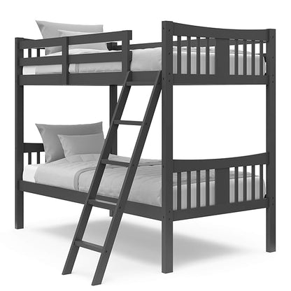Storkcraft Caribou Bunk Bed Twin Over Twin Bunk Bed (Gray) - GREENGUARD Gold Certified, Twin Bunk Beds for Kids, Converts to 2 Individual Twin Beds, Bunk Beds for Kids