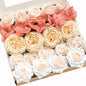Ling's Moment Artificial Flowers Fake Silk Poppy Peony Faux Foam Roses Combo for DIY Wedding Bouquets Centerpieces Arrangements Bridal Shower Party Home Decorations, Coral & Cream, 24pcs