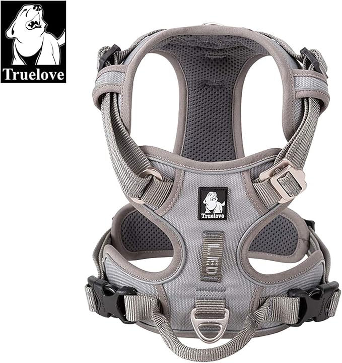 TRUE LOVE Dog Harness No Pull Nylon Reflective Pet Harness Adjustable Comfortable Control Step-in Brilliant Colors Truelove TLH56512 XS Gray-Mewly Pet