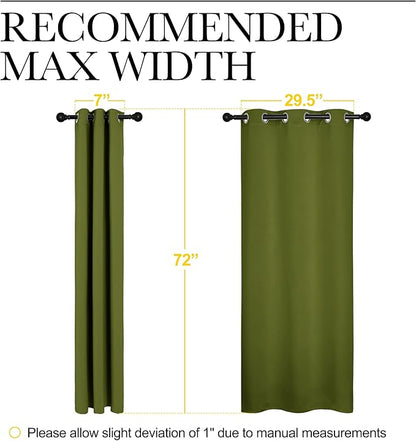 NICETOWN Window Curtain Panels, Christmas Window Decoration Thermal Insulated Solid Grommet Blackout Draperies/Drapes (One Pair, 34 by 84-inch, Olive Green)