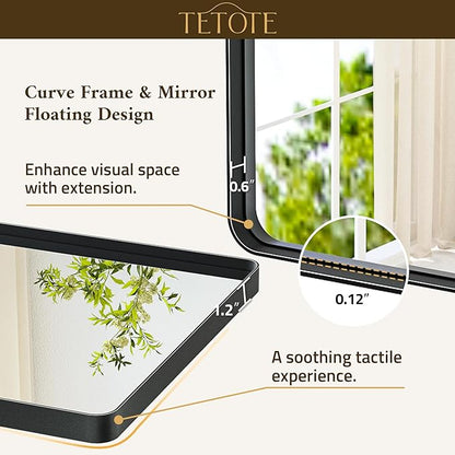 TETOTE Black Mirror 48 x 24 Vanity Mirrors for Wall Decor Matte Black Bathroom Mirrors, Tempered Glass, Modern Farmhouse Wall Mounted Mirror for Decorative(Horizontal/Vertical)
