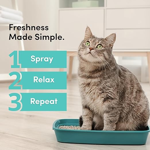 Clean Revolution Cat Litter Deodorizer Spray – 18oz, Probiotic Odor Elimination with DustLock™, Fragrance-Free, Extends Litter Life, Non-Toxic, Safe for All Cats, Made in USA-Mewly Pet