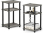 Furinno Just 3-Tier Turn-N-Tube End Table / Side Table / Night Stand / Bedside Table with Plastic Poles, 2-Pack, French Oak Grey/Black