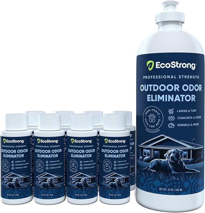 Outdoor Odor Eliminator | Outside Dog Urine Enzyme Cleaner – Powerful Pet, Cat, Animal Scent Deodorizer | Professional Strength for Yard, Turf, Kennels, Patios, Decks (10-2oz Shots with Halo Sprayer)-Mewly Pet