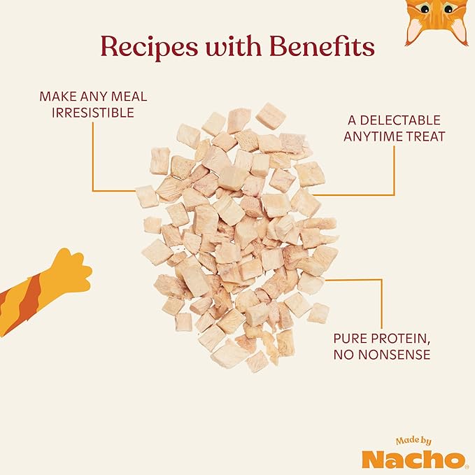 Made by Nacho Freeze-Dried Chicken Breast Meal Topper, Mixer or Treat 3.5oz | High Protein, Pure Chicken Ingredients | Premium Cage-Free Chicken Breast | Crunchy Texture-Mewly Pet
