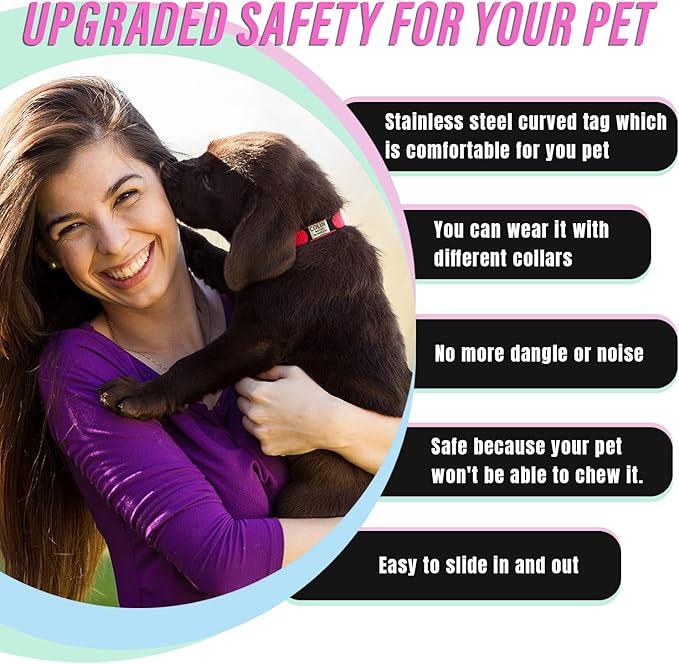 Personalized Dog & Cat ID Tags - No Noise, Engraved, Slide On - Custom Collar Tags for Small, Medium & Large Pets - Silent Identification-Mewly Pet