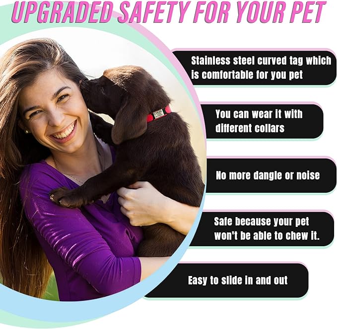 Personalized Dog & Cat ID Tags - No Noise, Engraved, Slide On - Custom Collar Tags for Small, Medium, Large Pets - Silent Puppy Identification Tags-Mewly Pet