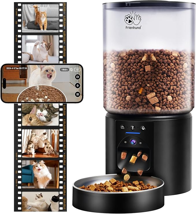 5L Automatic Cat Feeder with 2K HD Camera: 5G WiFi Automatic Dog Feeder with Night Vision,Cat Food Dispenser with Freshness for Multiple Pets,Detachable for Easy Clean-21 Cup (Sealed Outlet)-Mewly Pet