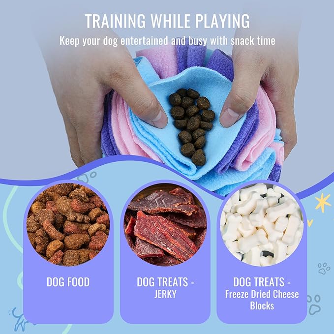 Pet Snuffle Ball, Puzzle Sniffing Interactive Dog Ball for Blind Dogs Training Stress Relief Dog Enrichment Toys Treat Machine Washable (Macarons Color, 10cm)-Mewly Pet