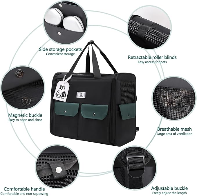 Dog Backpack, Pet Backpack with Breathable Mesh, Pet Travel Carrier with Soft Padded, Reinforced Support, Airline Approved Cat Backpack(Black)-Mewly Pet