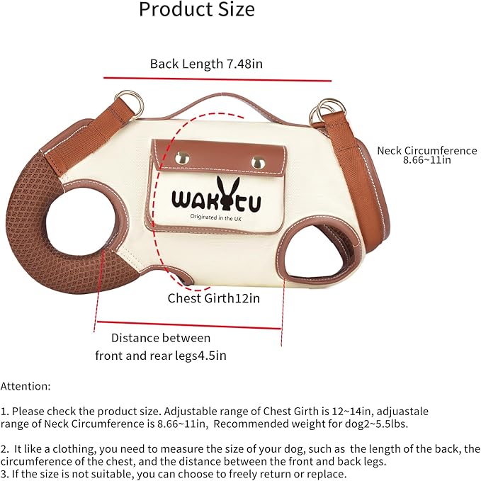 Dog Lift Harness Dog Carrier VES Harness Adjustable Leash with Small Puppy Treat Bag,Fits Most Cars,XS-Mewly Pet