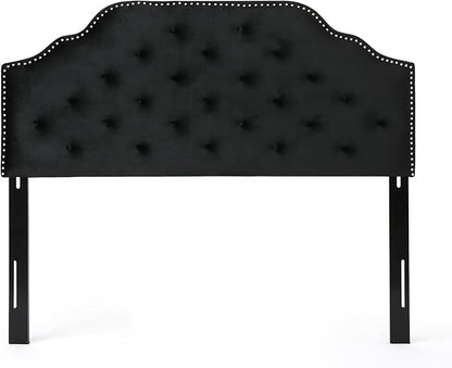 Christopher Knight Home Silas Velvet Headboard, Queen / Full, Black / Black