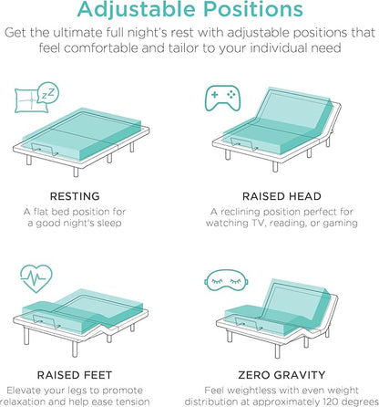 Best Choice Products Ergonomic Queen Size Adjustable Bed Frame, Electric Base w/Wireless Remote Control, Nightlight, Massager, 2 USB Ports