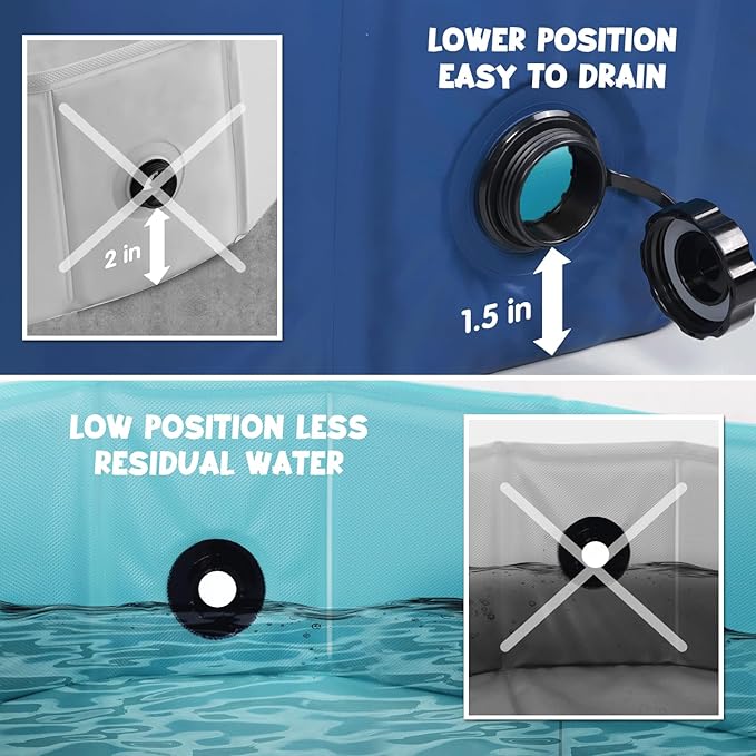 Furrybaby Dog Pool, Kiddie Pool with Hard Plastic Foldable Dog Bath Tub Portable for Dogs, Kids and Pet Swimming (Navy 39'') Indoor and Outdoor-Mewly Pet