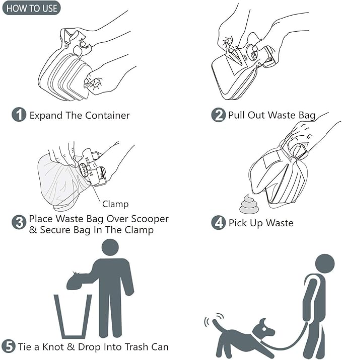 Pooper Scooper, Portable and Handheld Size for Walking Large and Small Dogs Outside Yard or Travel Outdoors, Pup Poop Scoop with Container and 30pcs Pet Waste Bag Attachment-Mewly Pet