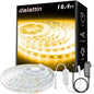 dalattin Warm White LED Strip Lights, 3000K Tunable Soft White Light Strip 16.4ft, Bright 300 LEDs, White Led Lights for Bedroom, Mirror, Kitchen Decoration