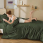 Litanika Dark Olive Green Twin/Twin XL Comforter Set, 2 Pieces Solid Bedding Comforter Set, All Season Fluffy Bed Set (66x90In Comforter & 1 Pillowcase)