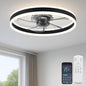 Ceiling Fan with Light, Upgraded 20‘’ Low Profile Fan, Flush Mount Ceiling Fan, 6 Speeds, Dimmable LED, App & Remote Control, Quiet DC Motor, for Bedroom, Living Room, F105 Black-D