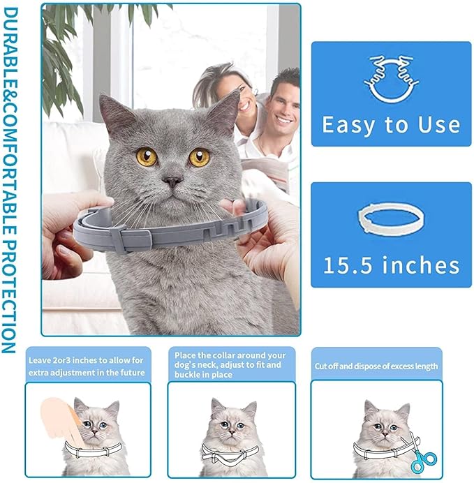 Flea Collar for Cats, Flea and Tick Collars for Cats and Kittens, 8 Month Protection, Gray, 1 Pack CAT-Mewly Pet