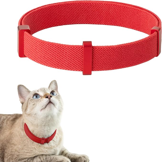 Safety Cat Collar Pro - U.S. IDA Gold Awarding Design, Elastic Quick Release Cat Collar with Buckle Non Breakaway - Lightweight for Kitten All Small Large Cats (Vivid Red, M 7.9-15.7")-Mewly Pet