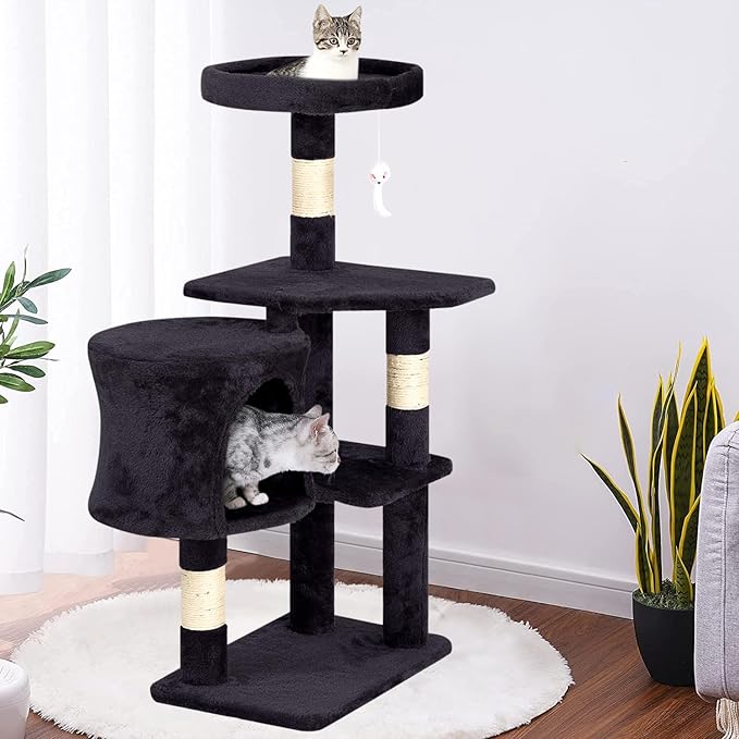 BestPet Cat Tree 36 inch Tall Scratching Toy Activity Centre Cat Tower Cat Condo Multi-Level Furniture Scratching Posts for Indoor Cats,Dark Gray-Mewly Pet