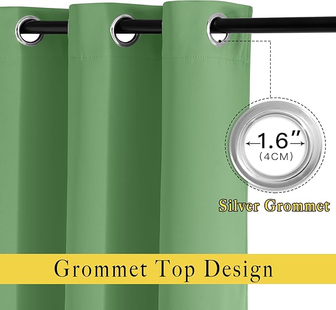 NICETOWN Room Darkening Curtains for Nursery, Grommet Thermal Insulated Light Blocking Window Treatments Sound Reducing for Bedroom, W37 x L72, 2 Panels, Forest Green
